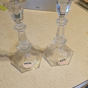 Elegant Clear Crystal Candle Holders